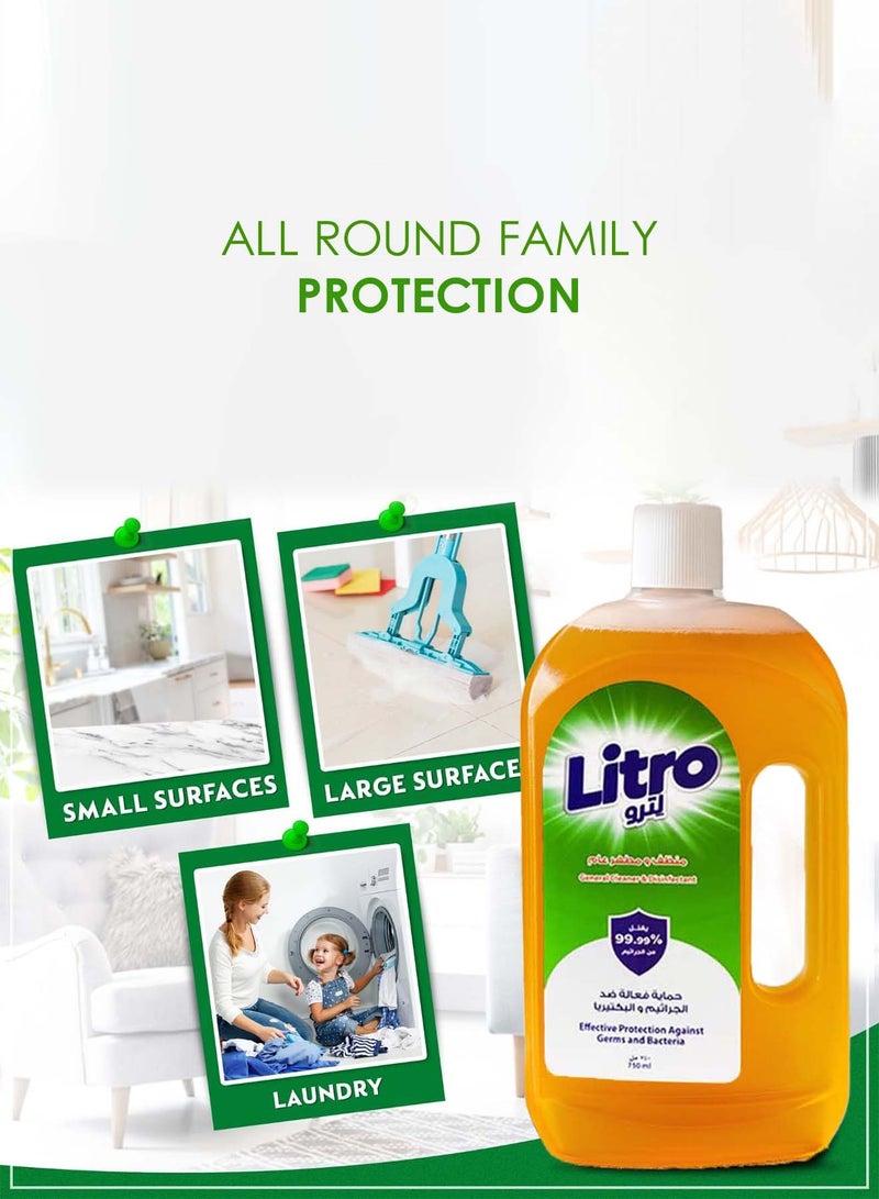 Litro Multi Purpose Cleaner & Disinfectant 750ml – Floor Cleaner Liquid, Bathroom Cleaner & Surface Cleaning Liquid, Kills Germs, Home Cleaning Solution with Fresh Fragrance - Image 3