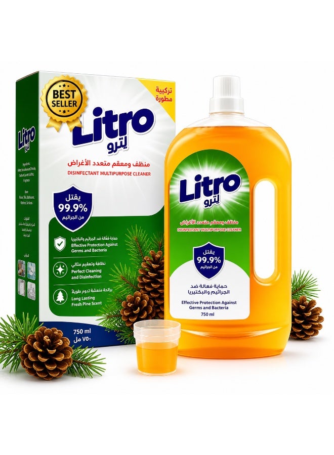 Litro Multi Purpose Cleaner & Disinfectant 750ml – Floor Cleaner Liquid, Bathroom Cleaner & Surface Cleaning Liquid, Kills Germs, Home Cleaning Solution with Fresh Fragrance - Image 1