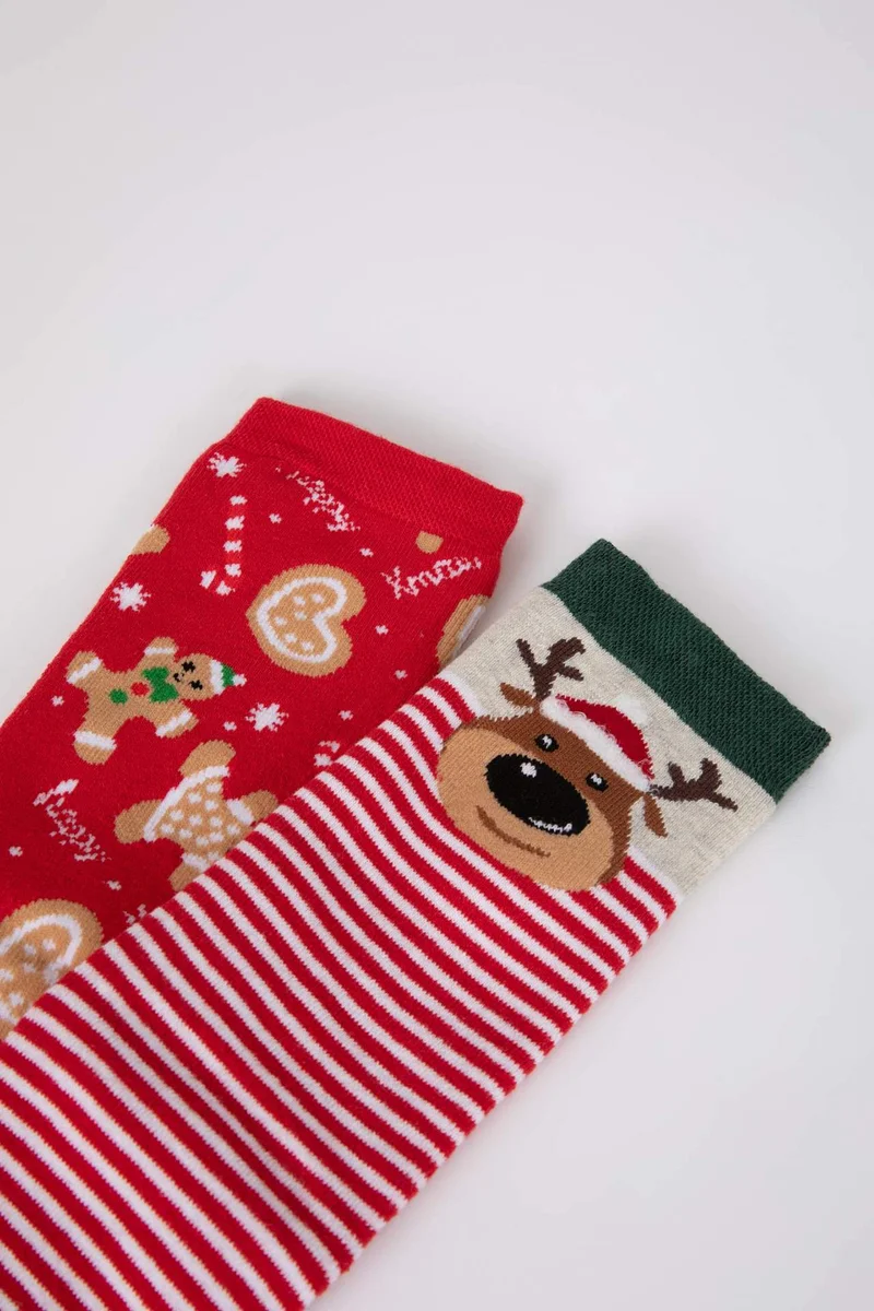 Defacto  Women Christmas Themed Cotton 2 Piece Towel Socks for Women | Best Price UAE