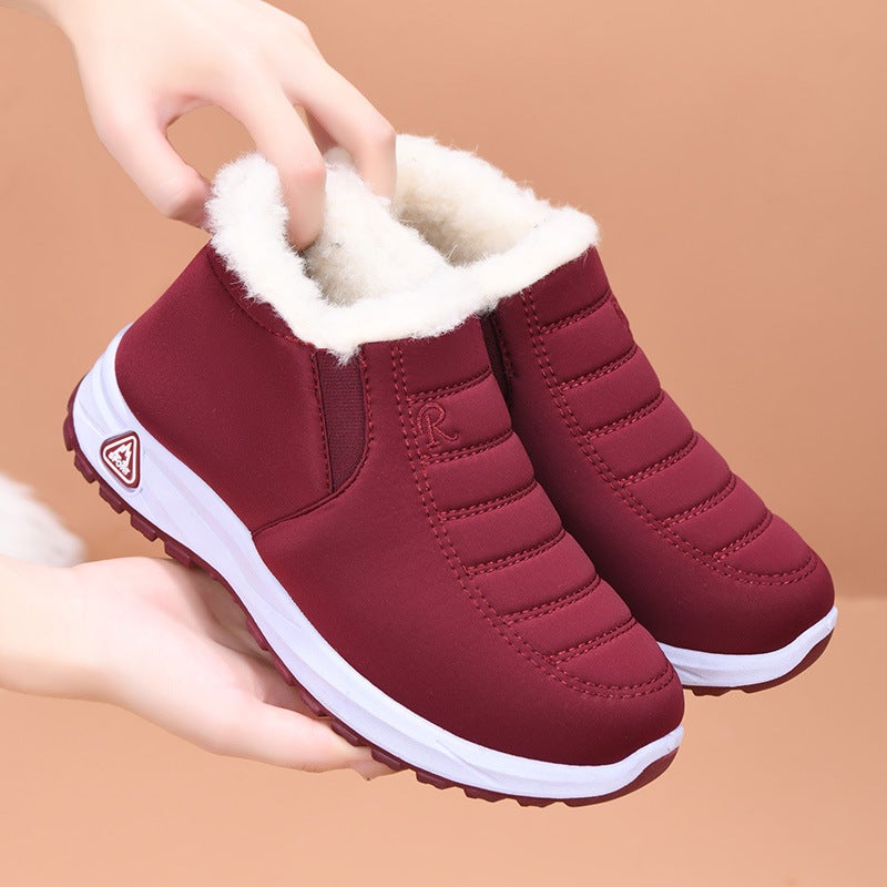 Winter Cotton Shoes Women'S Warm Fleece-Lined Cold-Proof Middle-Aged And Elderly Mother'S Shoes Waterproof Non-Slip Snow Boots One-Step Cotton Boots Women - Image 3