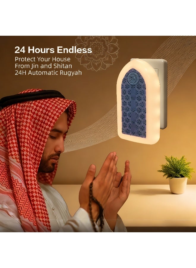 ZIKI TIME Intelligent Plug-In Quran Speaker with Adjustable Light & 24-Hour Playback – 64 Surahs Playback for Prayer, Ramadan, Home Decor & Relaxation - Image 2