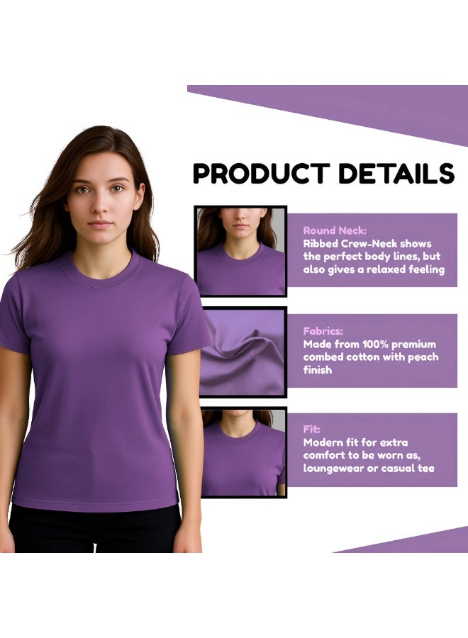 PRINTSHOP4ME Adult Round Neck Combed Women's T Shirt 190 GSM Pure Cotton Basic Colors - Image 3