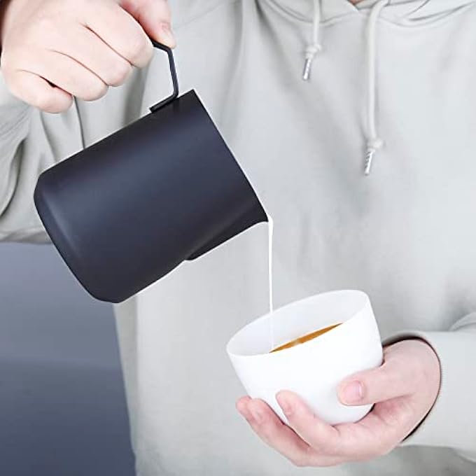 EASYWORKZ Espresso Steaming Pitcher Stainless Steel 600 Ml Coffee Frothing Picther Milk Jug Cappuccino Latte Art Cup Black - Image 5