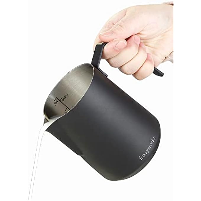 EASYWORKZ Espresso Steaming Pitcher Stainless Steel 600 Ml Coffee Frothing Picther Milk Jug Cappuccino Latte Art Cup Black - Image 4