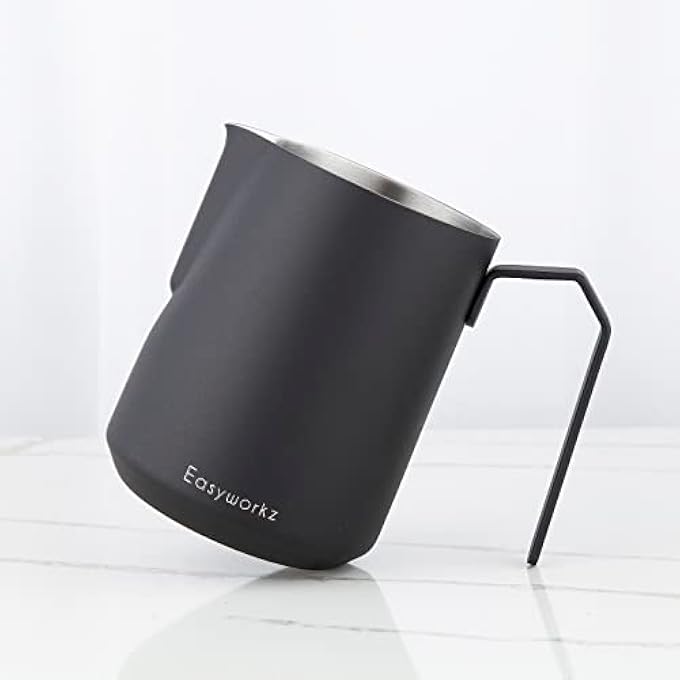 EASYWORKZ Espresso Steaming Pitcher Stainless Steel 600 Ml Coffee Frothing Picther Milk Jug Cappuccino Latte Art Cup Black - Image 2