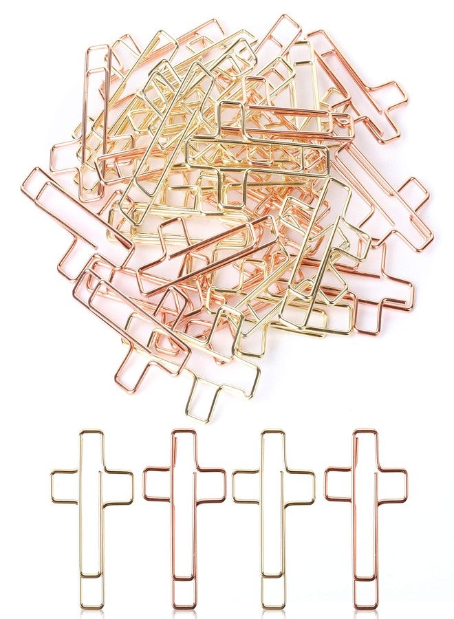 Mr. Pen Cross Paper Clips - 35 Pack (Gold and Rose Gold), Bible and Journal Clips, Bible Study and Christian Journaling Supplies - Image 1
