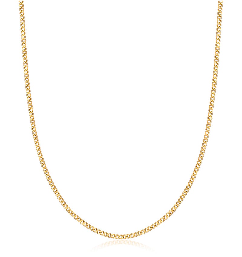 Barzel 18K Gold Plated Curb/Cuban Link Chain Necklace 2MM, 3MM, 4MM, 5MM For Women or Men - Made In Brazil (2MM Gold, 20 Inches) - Image 1