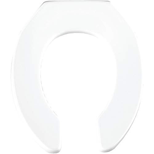 BEMIS 955SSCT Commercial Open Front Plastic Toilet Seat, Heavy Duty Industrial No Slam Seat without Lid, Secure Installation, Made in USA, Round, White - Image 1