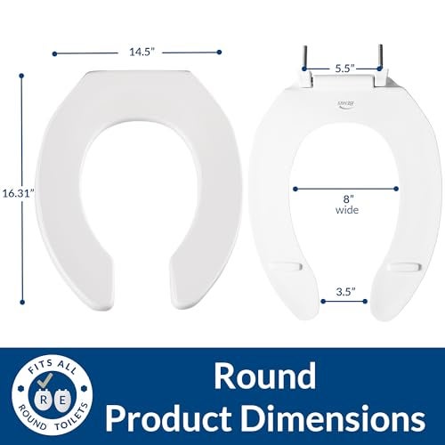 BEMIS 955SSCT Commercial Open Front Plastic Toilet Seat, Heavy Duty Industrial No Slam Seat without Lid, Secure Installation, Made in USA, Round, White - Image 4