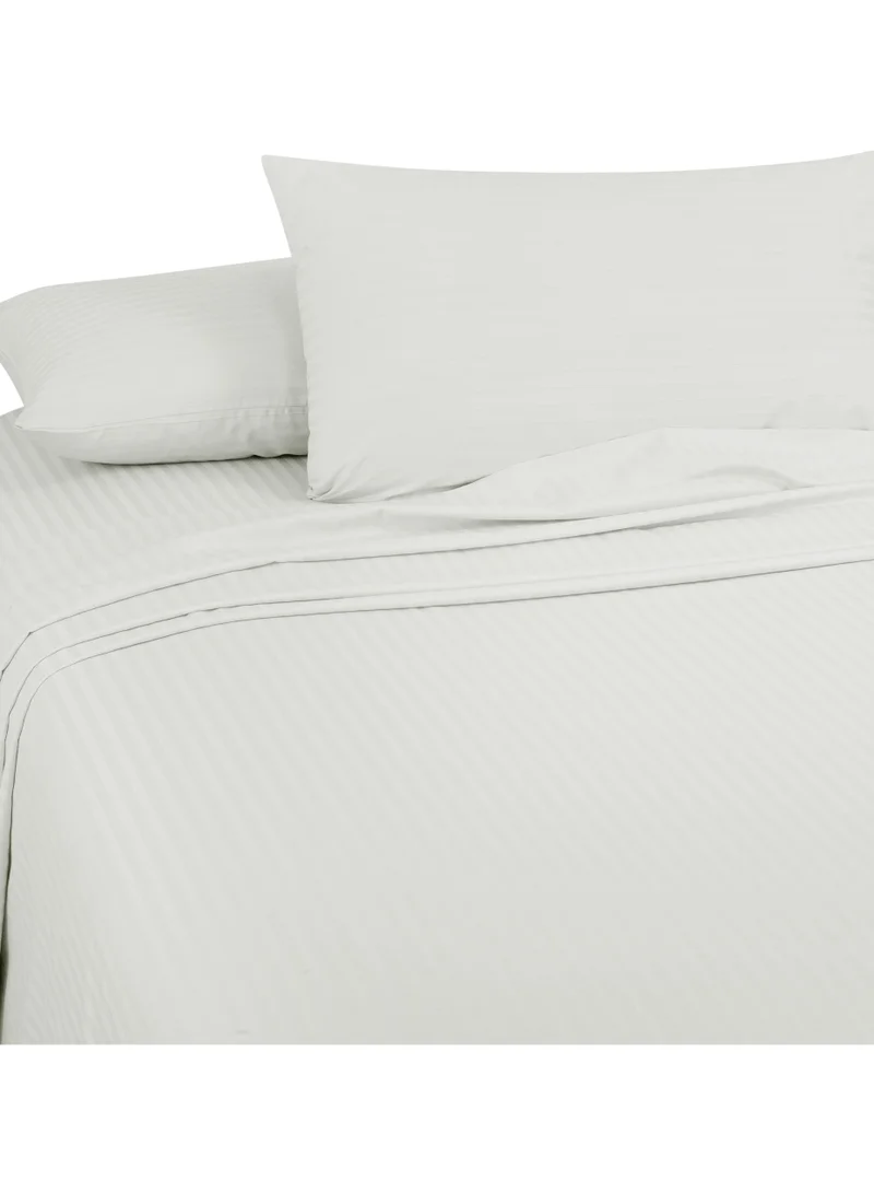 Bliss Casa Bliss Casa 2 Pieces 1cm Stripe Bed Sheets Twin (100x200+30 cm) - Soft Satin Sheet Set with Pillowcases - Deep Pocket, Hotel Collection, Luxury Bedding Set include 1 fitted Sheet, 1 Pillowcase -White