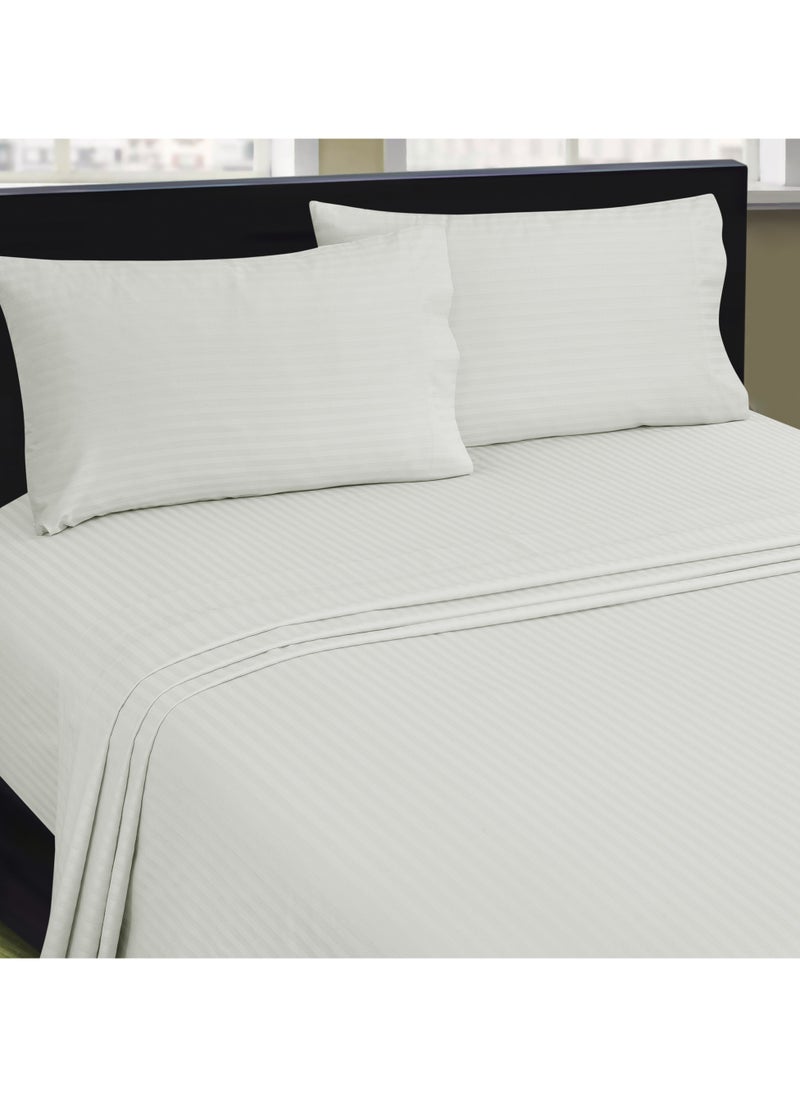 Bliss Casa Bliss Casa 2 Pieces 1cm Stripe Bed Sheets Twin (100x200+30 cm) - Soft Satin Sheet Set with Pillowcases - Deep Pocket, Hotel Collection, Luxury Bedding Set include 1 fitted Sheet, 1 Pillowcase -White  - Image 3