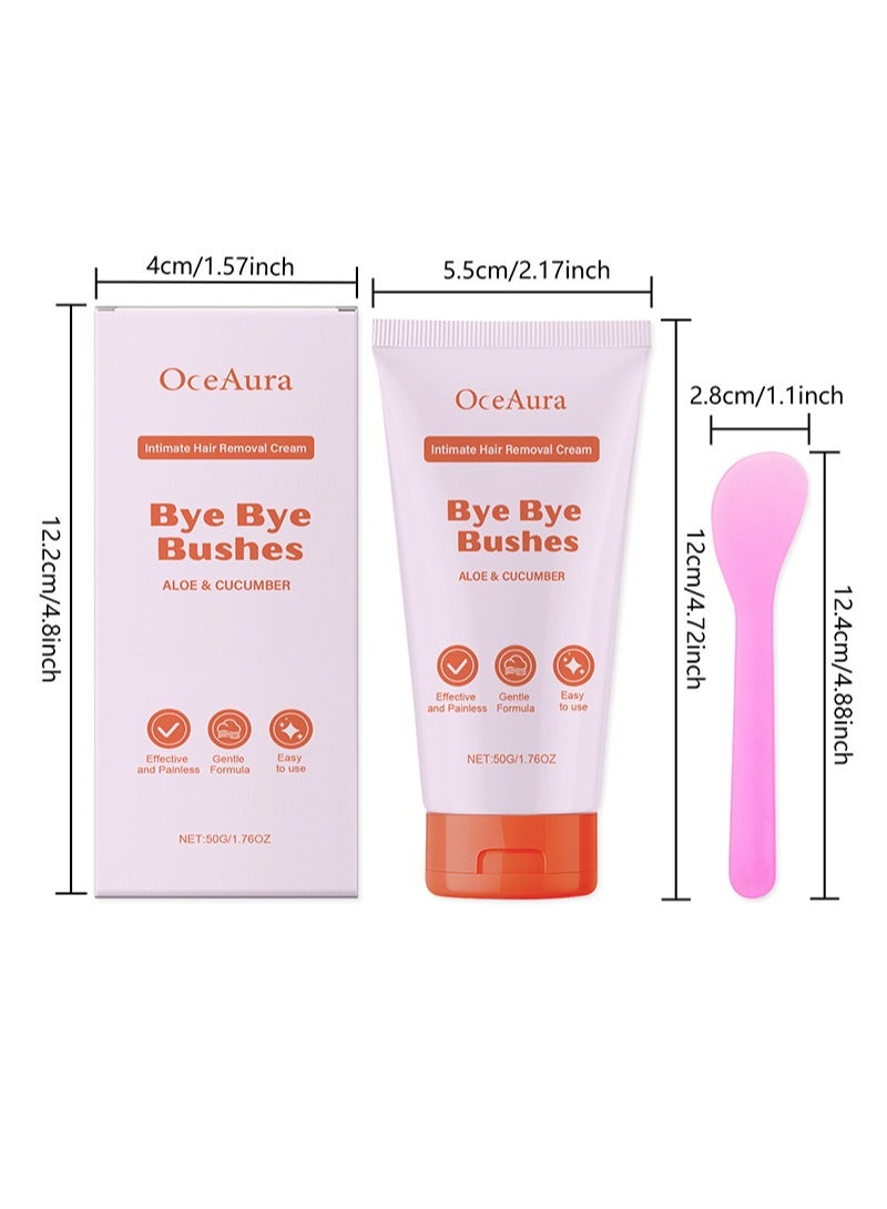 Bye Bye Bushes Hair Removal Cream for Sensitive Skin,Intimate Hair Removal Cream with Aloe and Cucumber,Gentle Hair Removal Cream for Intimate Areas,Face,Legs and Underarms (1 Pack)