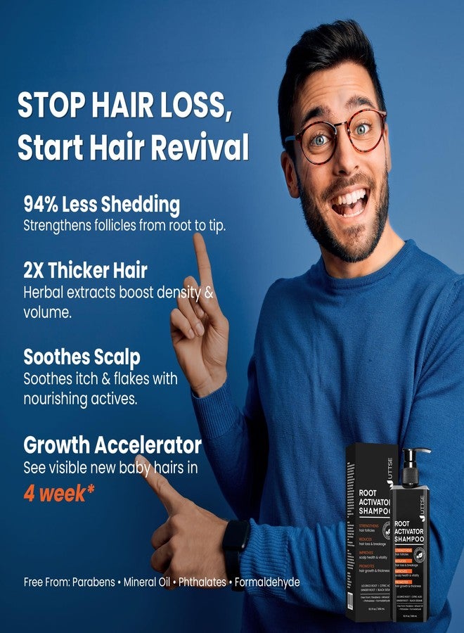 Uttse Root Activator Shampoo for Men: Hair Growth Shampoo for Hair Loss and Thinning Hair - 10.1 fl oz / 300 mL - Image 2