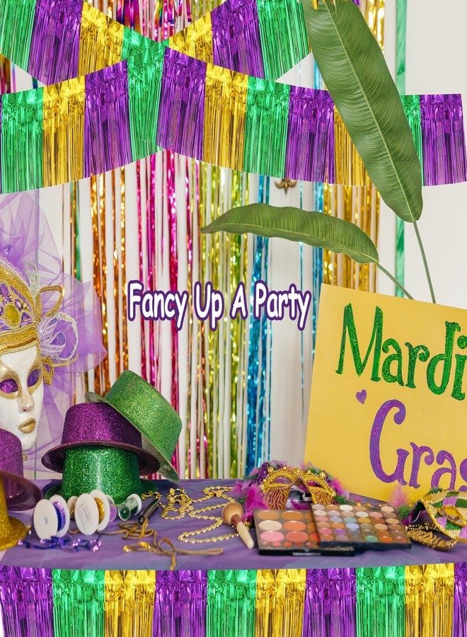 ILHSTY 8 Pack Green Gold Purple Parade Floats, Foil Fringe Garland Tinsel Streamers Banner Fringe Backdrop Banner for Parade Floats Mardi Gras Birthday Party Homecoming Decoration (Green Gold Purple) - Image 5
