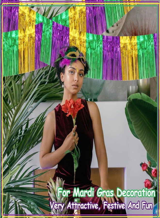 ILHSTY 8 Pack Green Gold Purple Parade Floats, Foil Fringe Garland Tinsel Streamers Banner Fringe Backdrop Banner for Parade Floats Mardi Gras Birthday Party Homecoming Decoration (Green Gold Purple) - Image 4