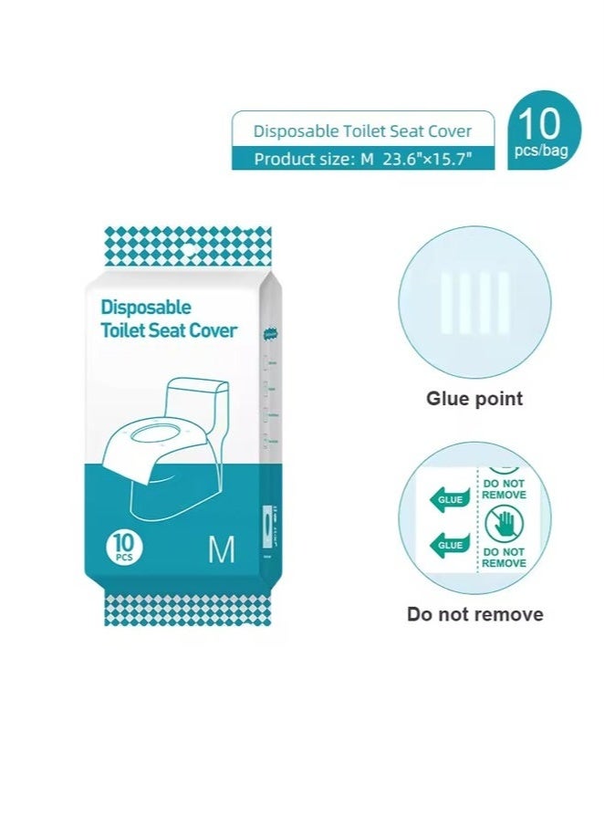 Disposable Toilet Seat Cover Travel Pack 10 PCS,Extra Large Waterproof for Adults,Kids,Individually Wrapped Mats 23.6"x15.7",Travel Accessories for Public Restroom Airplane Outdoors - Image 2