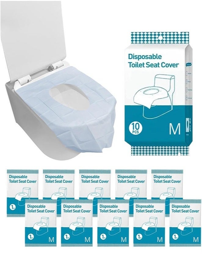Disposable Toilet Seat Cover Travel Pack 10 PCS,Extra Large Waterproof for Adults,Kids,Individually Wrapped Mats 23.6"x15.7",Travel Accessories for Public Restroom Airplane Outdoors - Image 1