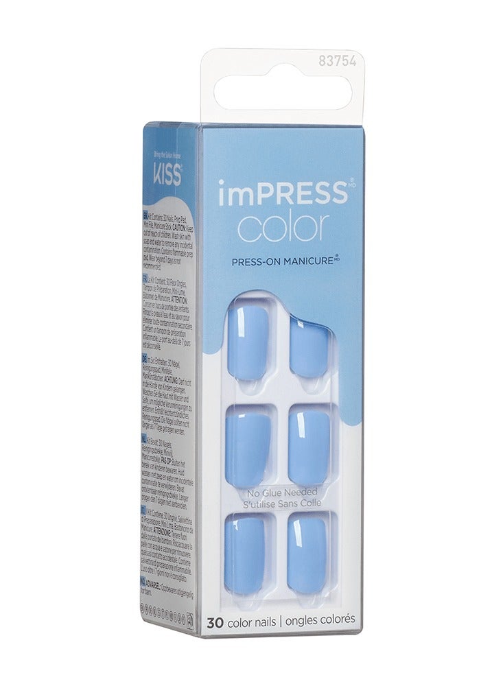 KISS imPRESS Color Press-on Manicure KIMC015C BABY WHY SO BLUE 30 color nails - Image 1