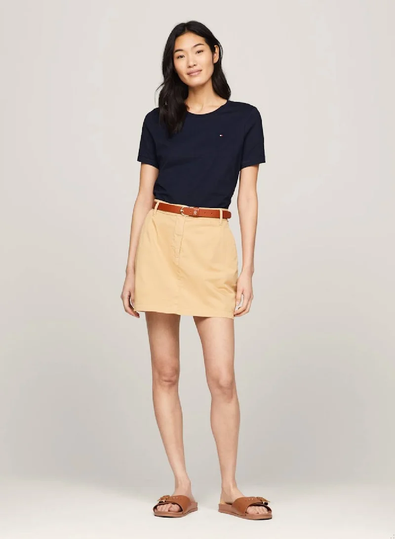 TOMMY HILFIGER Women's Featuring A Crew Neck Flag Embroidery T-Shirt -  Pure cotton, Blue