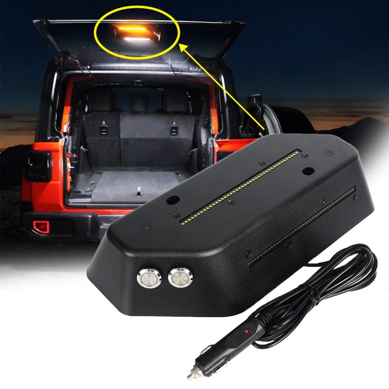 AUDEXEN LED Trunk Light Compatible with Jeep Wrangler JL JLU 20182024 LED Cargo Light with White light and Flash Amber Warning Light Direct Plug in Cigarette Lighter Socket