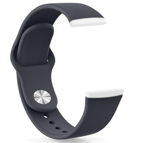 Tobfit Silicone Band for Fitbit Versa 3 4 Fitness Tracker,Soft Sport Strap for Fitbit Sense Fitness Tracker (Watch Not Included), Adjustable Wristband with Metal Buckle for Men Women (L, Midnight) - Image 1
