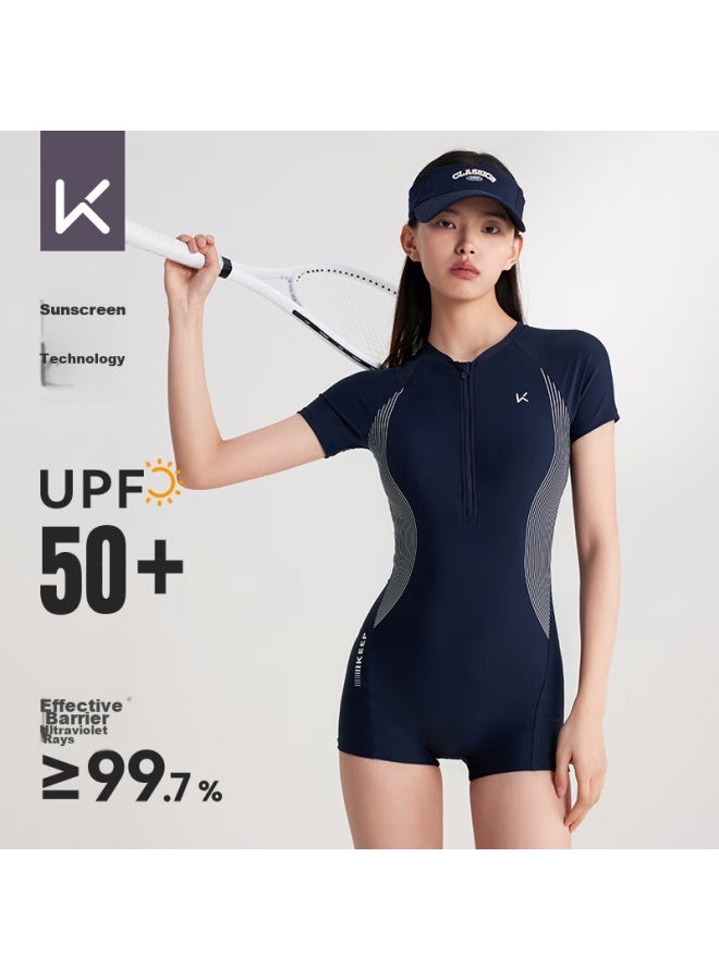 Keep Women's Professional One-piece Swimsuit, Square Leg, Compeive Speed, Conservative, Plus Size, Hot Spring Swimwear 047, Iris Purple, M - Image 2