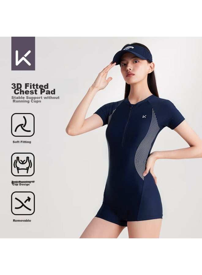 Keep Women's Professional One-piece Swimsuit, Square Leg, Compeive Speed, Conservative, Plus Size, Hot Spring Swimwear 047, Iris Purple, M - Image 5