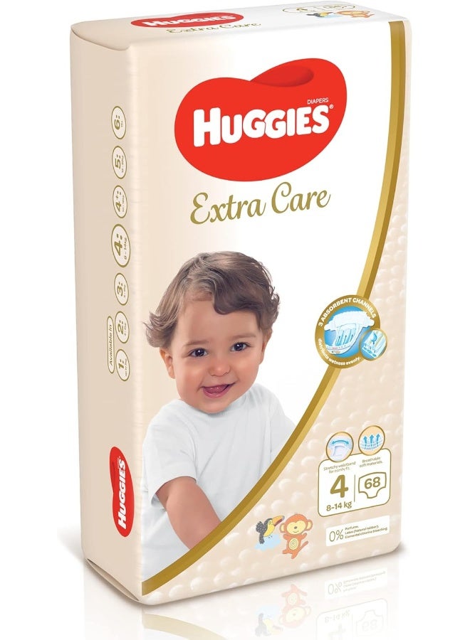 Huggies Extra Care, Size 4, 8 -14 kg, Jumbo Pack, 68 Diapers - Image 2