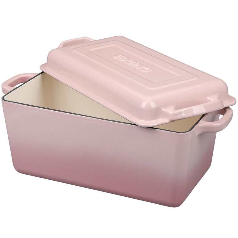 EDGING CASTING Enameled Cast Iron Dutch Oven, Oblong Bread Oven for Sourdough Bread Baking, Baking Pan, Dual Handles, Oven Safe, 4 Quart, Pink - Image 5