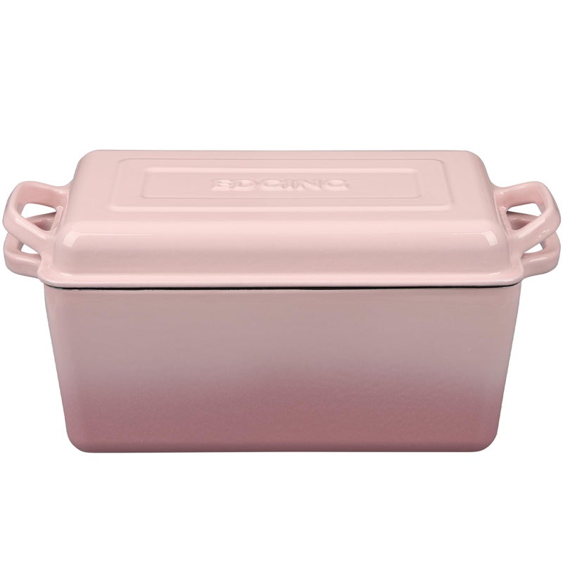 EDGING CASTING Enameled Cast Iron Dutch Oven, Oblong Bread Oven for Sourdough Bread Baking, Baking Pan, Dual Handles, Oven Safe, 4 Quart, Pink - Image 4