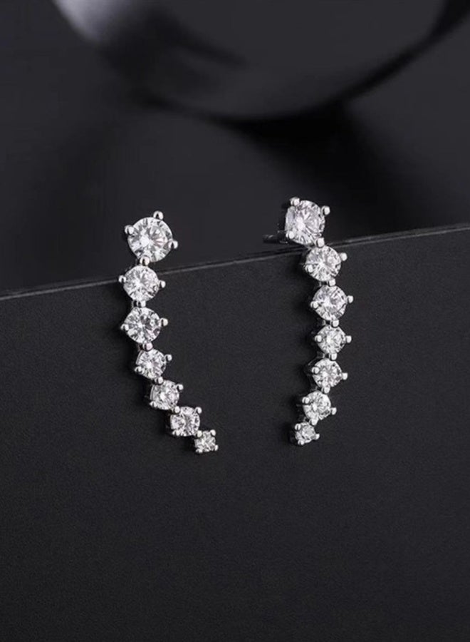 Cubic Zirconia Crawler Earrings for Women Glitter Cartilage Beaded Seven 7 Star Sparkly Crystal Rhinestone Gold Silver Plated Climber Cuff Earrings for Wedding Birthday Valentine Fashion Jewelry Gifts - Image 5