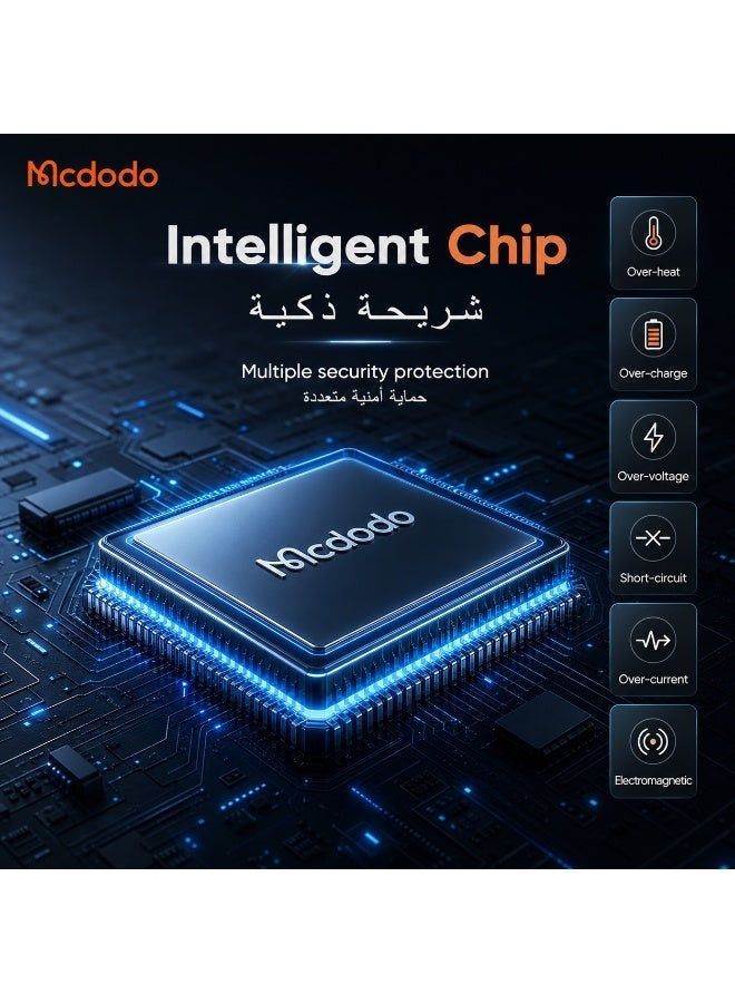 مكدودو شاحن سريع Mcdodo بقوة 33 واط بمنفذين (USB-C PD + USB-A) مع كابل تايب سي، قابس بريطاني - أسود - Image 5