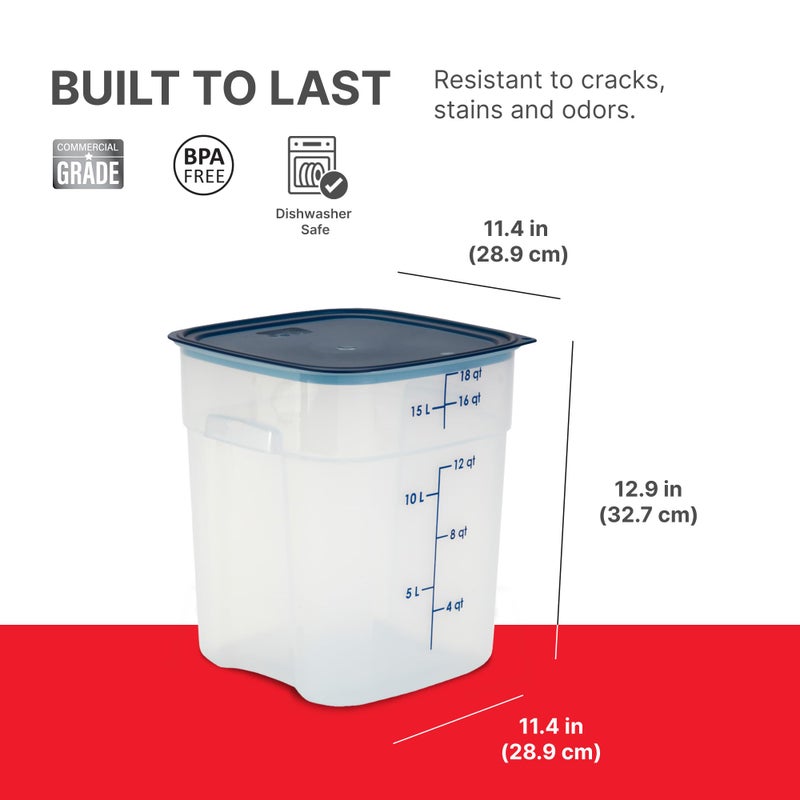 Cambro FreshPro 18 Quart (QT) Food Storage Container with Lid (Restaurant Grade) - for Food Prep, Commercial Kitchen, Pet and Dog Food Container (Translucent) - Image 4