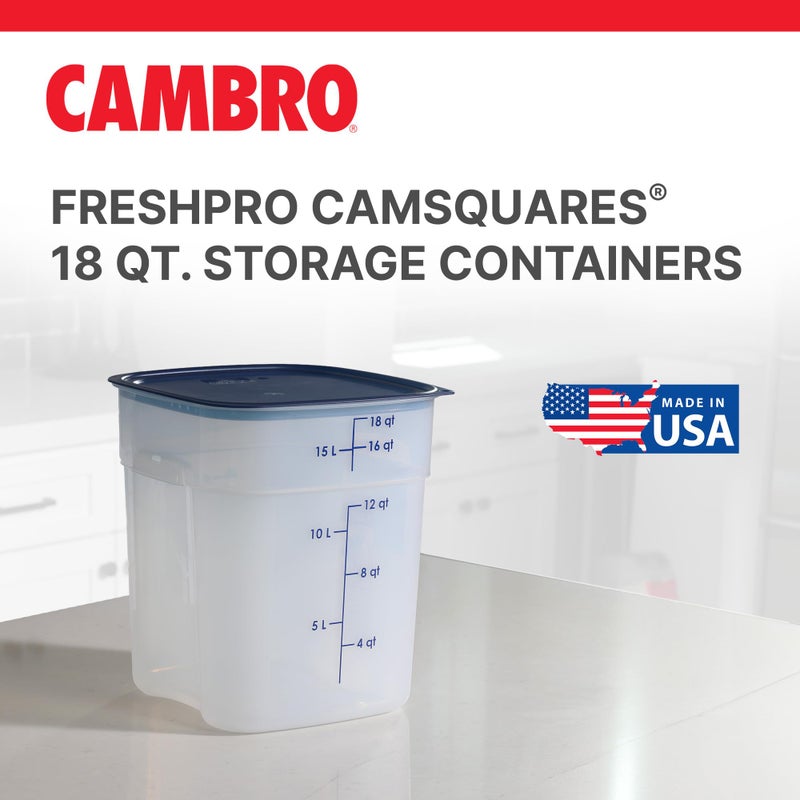 Cambro FreshPro 18 Quart (QT) Food Storage Container with Lid (Restaurant Grade) - for Food Prep, Commercial Kitchen, Pet and Dog Food Container (Translucent) - Image 2
