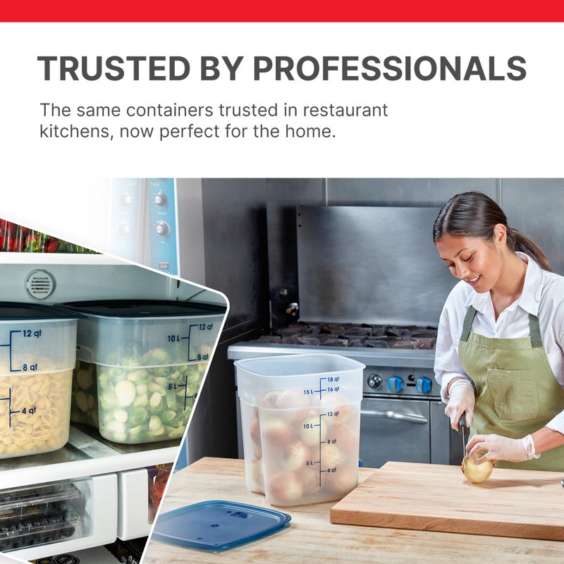 Cambro FreshPro 18 Quart (QT) Food Storage Container with Lid (Restaurant Grade) - for Food Prep, Commercial Kitchen, Pet and Dog Food Container (Translucent) - Image 3