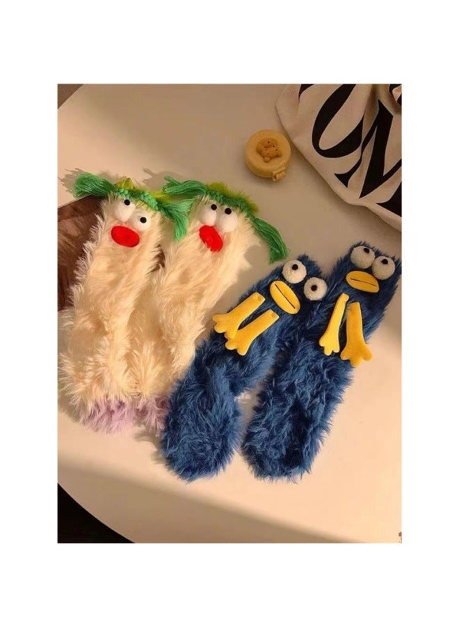 Fluffy Mid-Calf Socks Long Hair Autumn Winter Coral Fleece Cute Plush Girls Funny 2024 Home Tube Socks Comfortable Warmth-Specifications:free Size (39-45.5)-Color:Red - Image 4