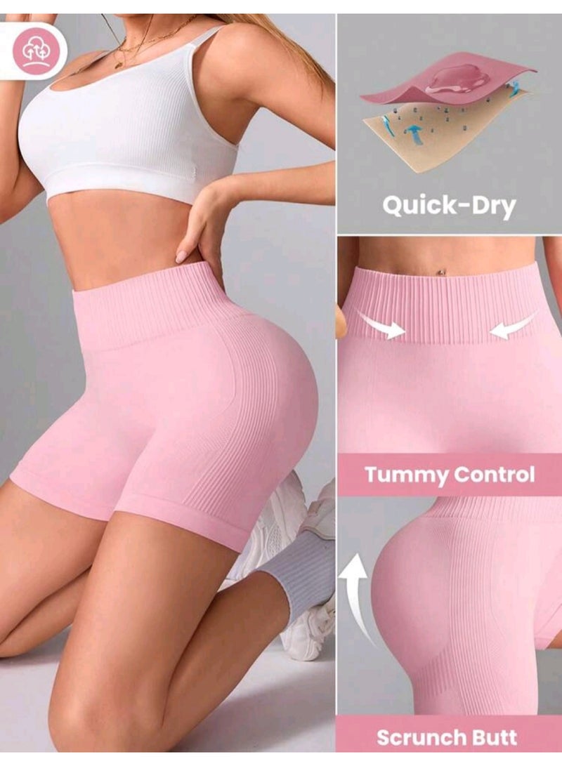 Sweet Cathy Biker Shorts Seamless High Waist Scrunch Butt Sports Tummy Control Butt Lift Stretchable Tights Waist Compression Fitness Gym for Women - Image 4