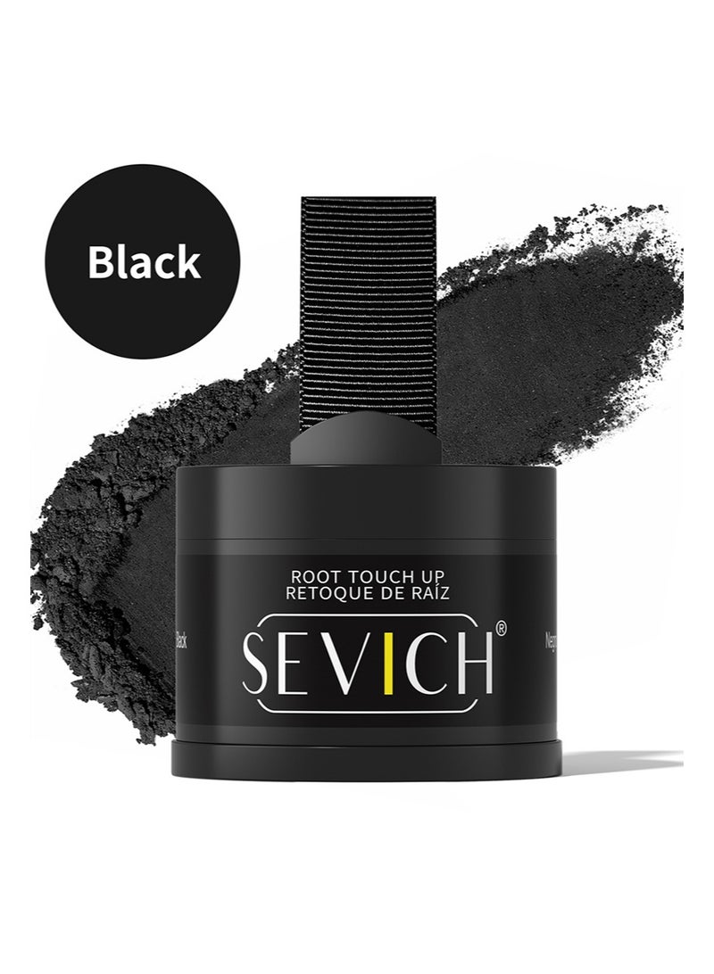 سيفيتش بودرة تظليل الشعر، لتغطية جذور الشعر الرمادي، خافي عيوب جذور الشعر الرمادي سريع التغطية، للحواجب، وخط اللحية للشعر الرمادي الخفيف، مقاوم للرياح والعرق، سهل الاستخدام مع مرآة (أسود 4 غرام) - Image 1
