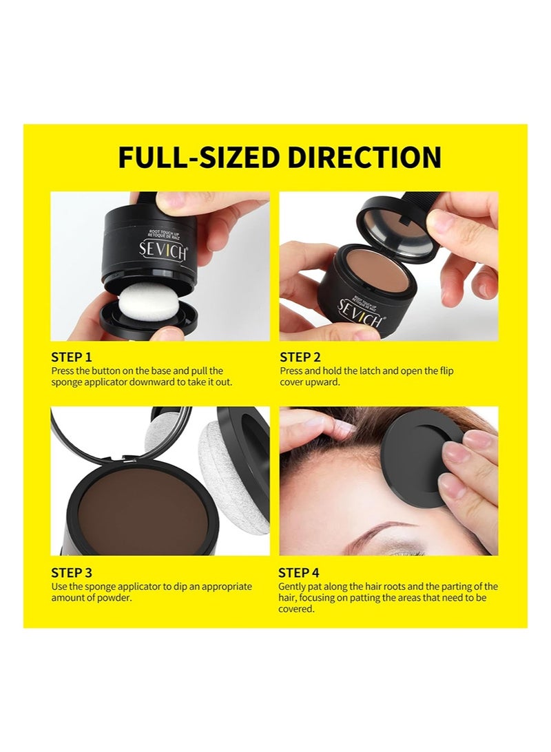 سيفيتش بودرة تظليل الشعر، لتغطية جذور الشعر الرمادي، خافي عيوب جذور الشعر الرمادي سريع التغطية، للحواجب، وخط اللحية للشعر الرمادي الخفيف، مقاوم للرياح والعرق، سهل الاستخدام مع مرآة (أسود 4 غرام) - Image 2
