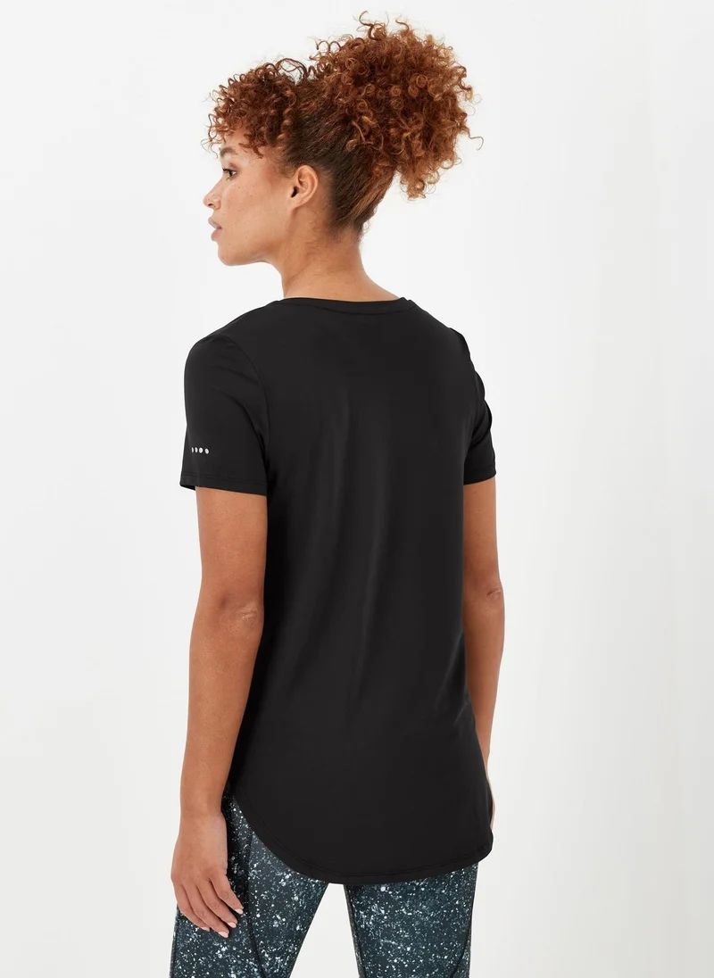 Matalan Souluxe Black Longline Sports T-Shirt
