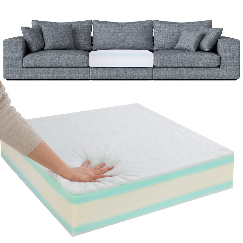HOMBYS Memory Foam Couch Cushion Replacement High Density Upholstery Foam Wrapped with Memory Foam  Polyester Batting Sofa Cushions Inserts with Dacron Fiber Layerwith Removable Cover6x22x22