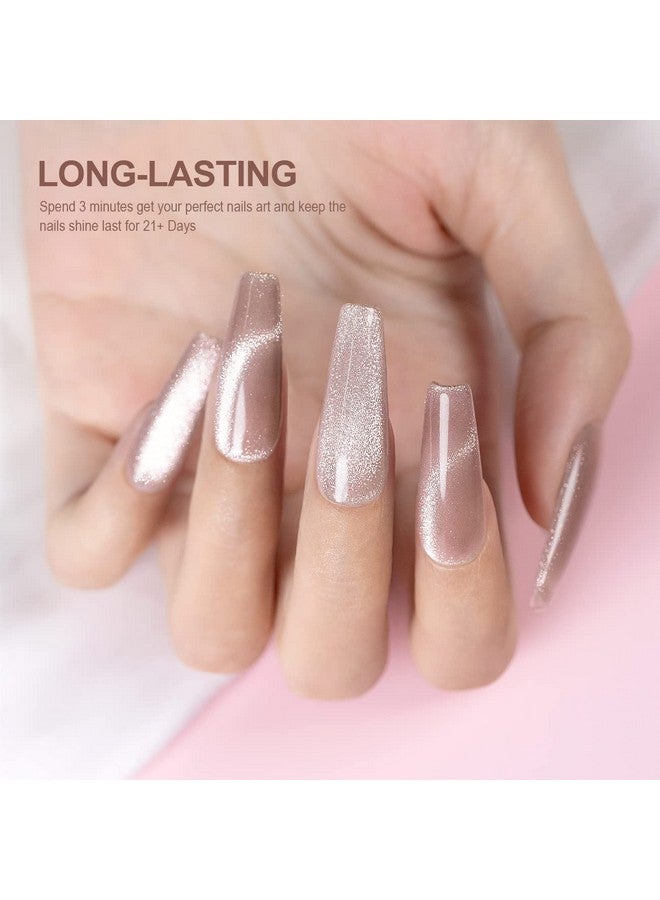 RARJSM Cat Eye Gel Nail Polish Purple Nude Gray Silver Glitter 15Ml 9D Cateye Galaxy Universal Shimmer Velvet Ice Gel Polish Single Bottle With Magnetic Stick Uv Led Curing Require Soak Off Home Salon - Image 3