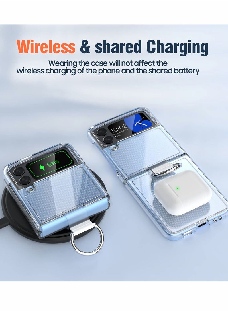 Excefore - Samsung Galaxy Z Flip 4 Clear Case with Ring, Transparent All-Round for Z Flip 4 Phone Anti-Scratch Full-Body Shockproof Protective Case for Galaxy Z Flip 4 5G (2022)-Crystal Clear - Image 1