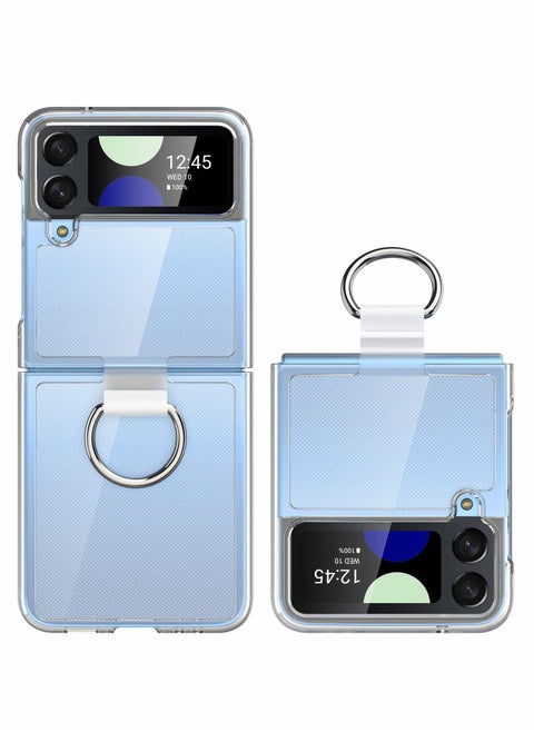 Samsung Galaxy Z Flip 4 Clear Case with Ring, Transparent All-Round for Z Flip 4 Phone Anti-Scratch Full-Body Shockproof Protective Case for Galaxy Z Flip 4 5G (2022)-Crystal Clear