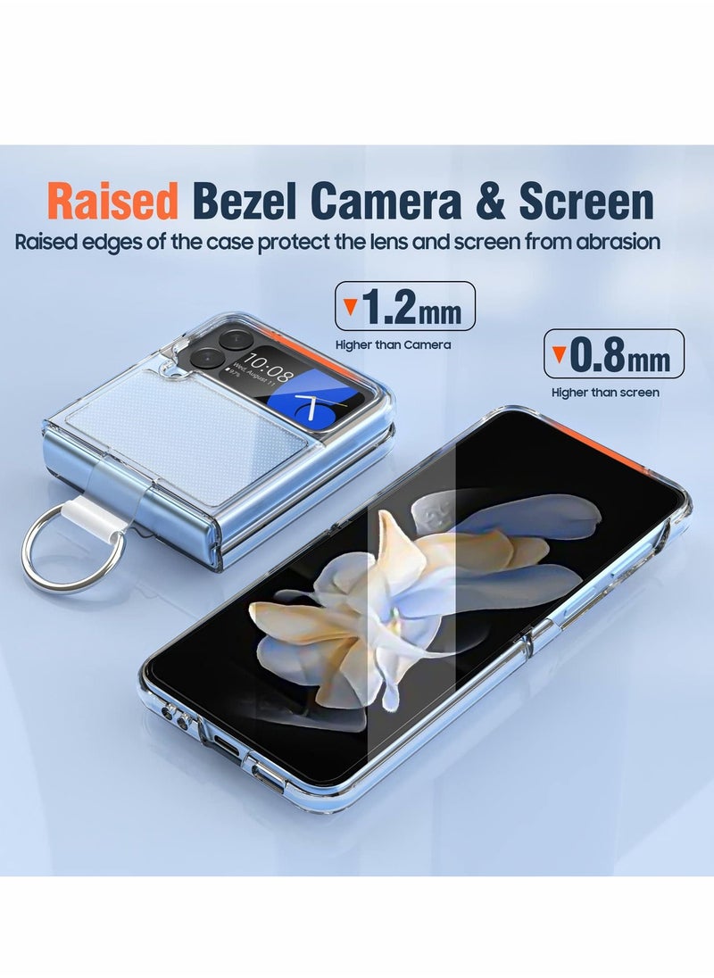 Excefore - Samsung Galaxy Z Flip 4 Clear Case with Ring, Transparent All-Round for Z Flip 4 Phone Anti-Scratch Full-Body Shockproof Protective Case for Galaxy Z Flip 4 5G (2022)-Crystal Clear - Image 1