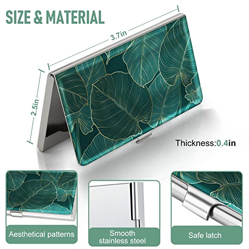 Swooflia Business Card Holder Case Wallet for Men Women Metal Green Tropical Leaves Slim Pocket Purse Square Card Cases Cute For Realtors Real Estate Agents - Image 3