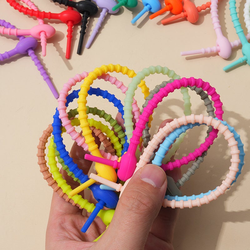 Factory Multifunctional 21.5Cm Silicone Cable Tie Adjustable Storage Rope Jewelry Hanging Rope Buckle Tadpole Rope Backpack Strap - Image 4