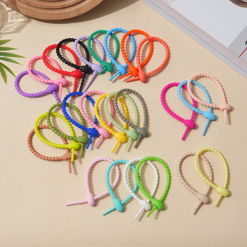Factory Multifunctional 21.5Cm Silicone Cable Tie Adjustable Storage Rope Jewelry Hanging Rope Buckle Tadpole Rope Backpack Strap - Image 3