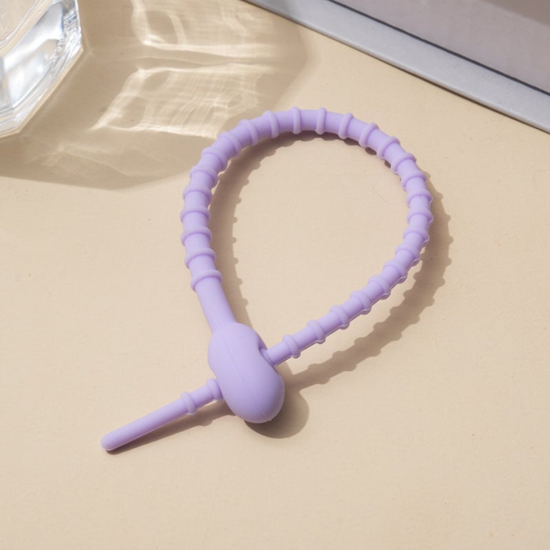 Factory Multifunctional 21.5Cm Silicone Cable Tie Adjustable Storage Rope Jewelry Hanging Rope Buckle Tadpole Rope Backpack Strap - Image 1