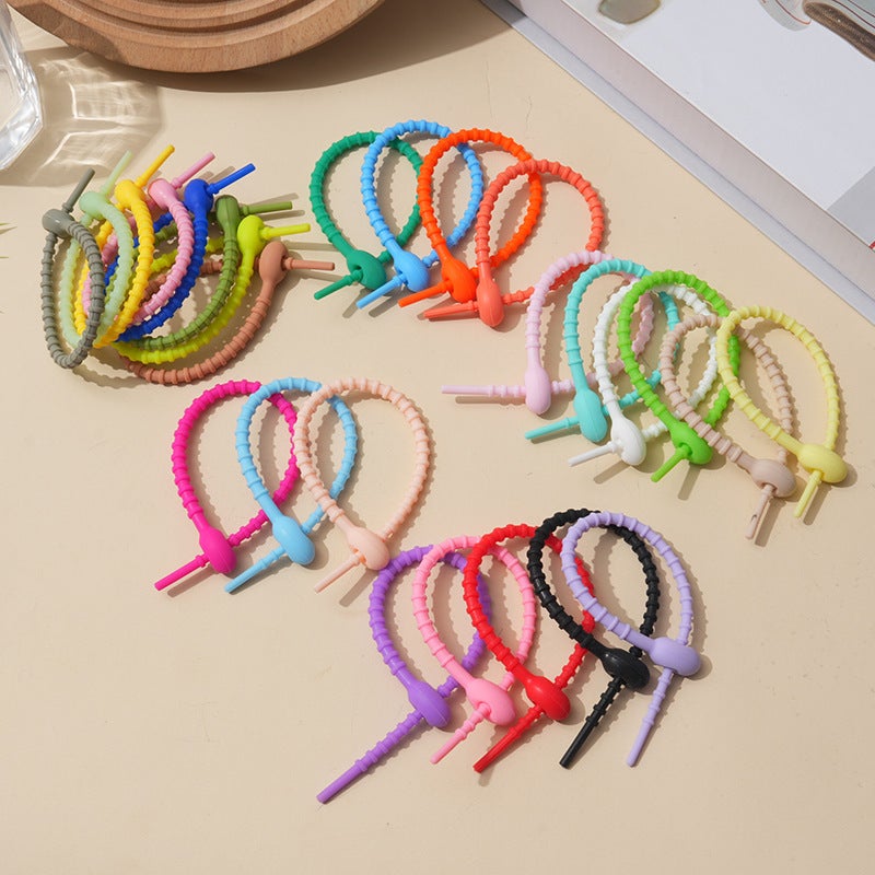 Factory Multifunctional 21.5Cm Silicone Cable Tie Adjustable Storage Rope Jewelry Hanging Rope Buckle Tadpole Rope Backpack Strap - Image 5